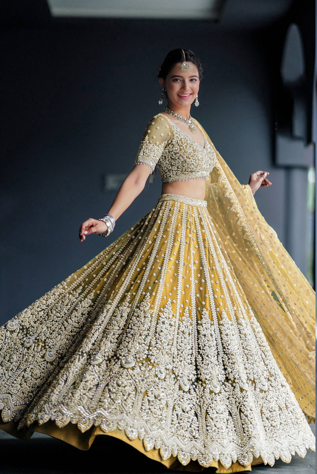 Yellow Bridalwear Party Lehenga Choli