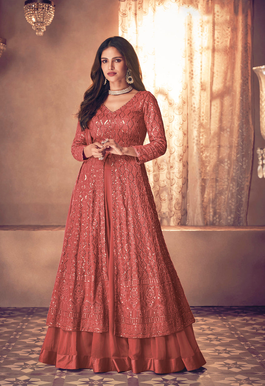 Indian Anarkali in Brown