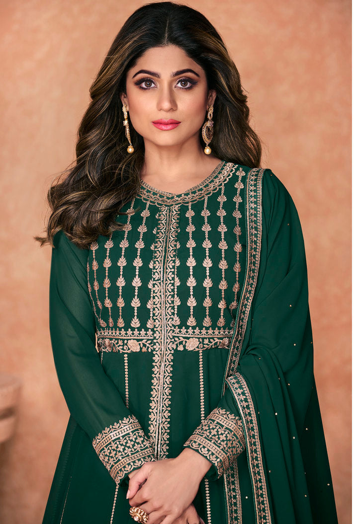 Green Stitched Designer Anarkali Suit