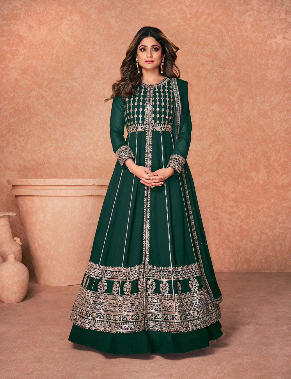 Green Stitched Designer Anarkali Suit