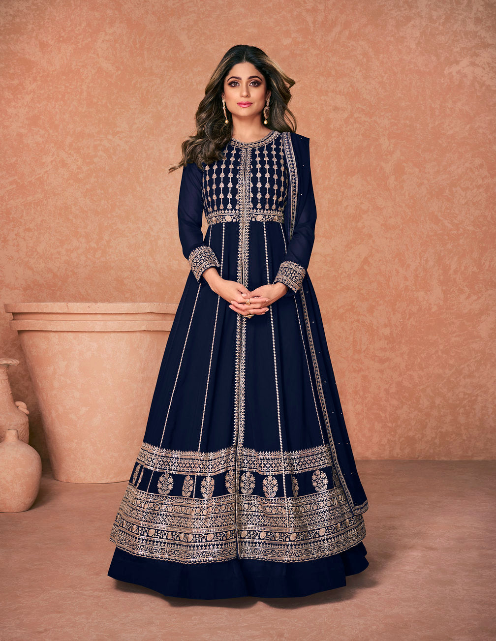 Stylish Jade Blue Stitched Anarkali Suit