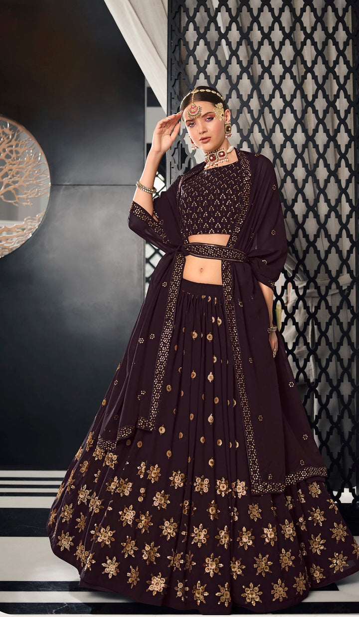 Indian Lehenga Choli in Wine