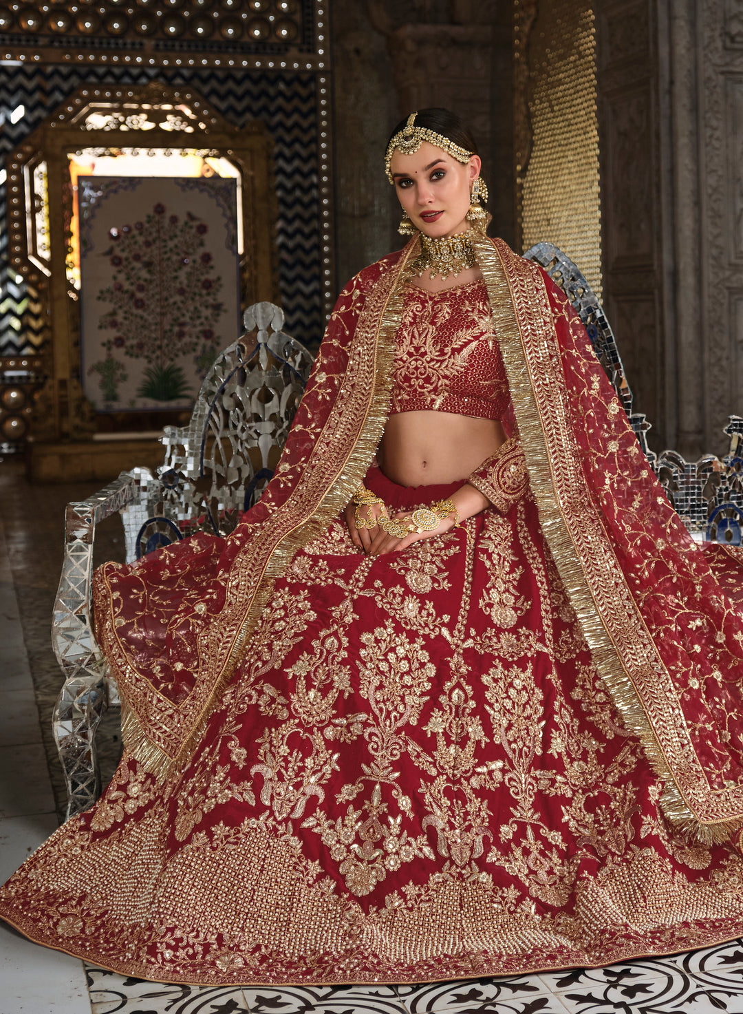 Stunning Red Bridalwear Wedding Lehenga Choli