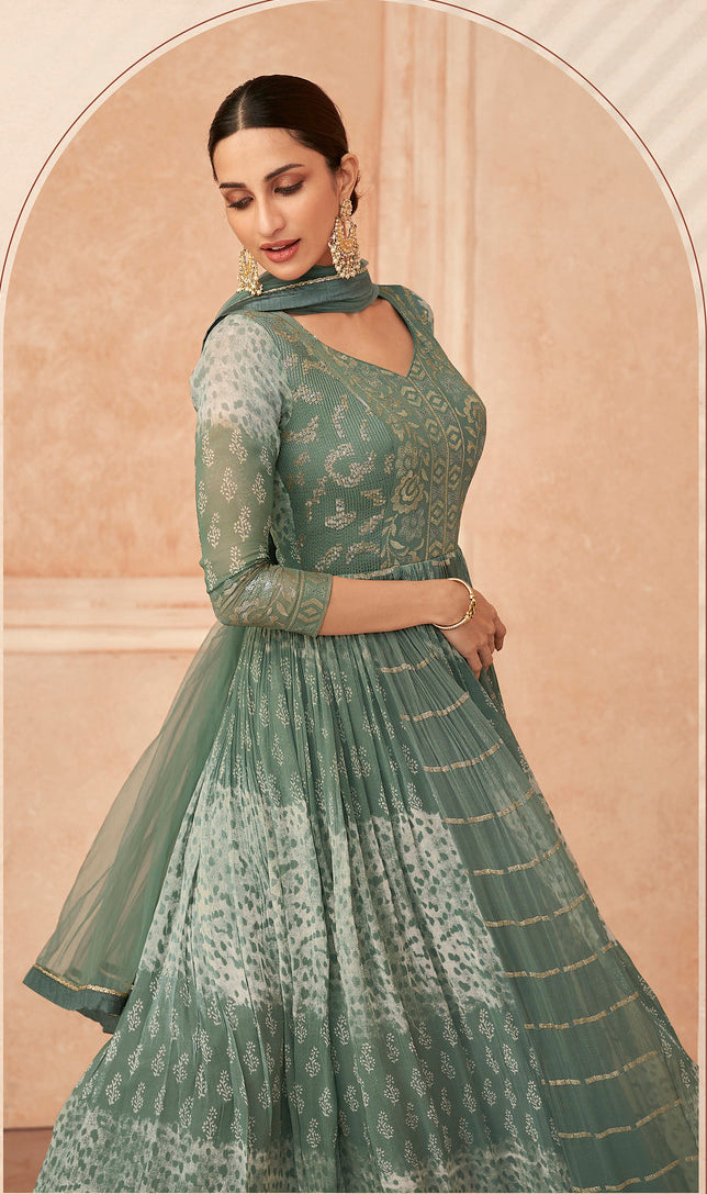 Elegant Dusty Green Designer Anarkali