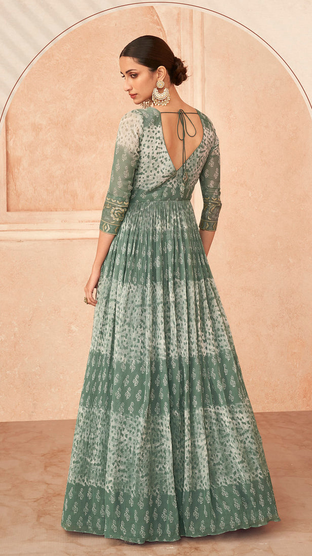 Elegant Dusty Green Designer Anarkali