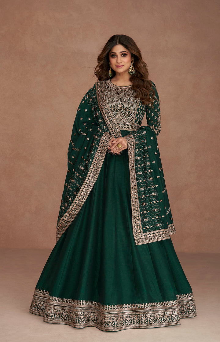 Premium Silk Green Anarkali Suits