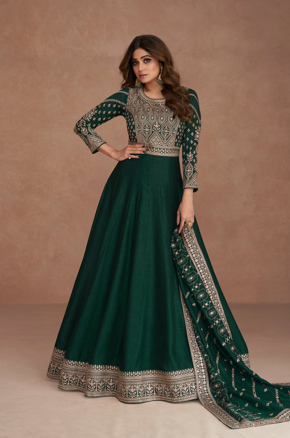 Premium Silk Green Anarkali Suits