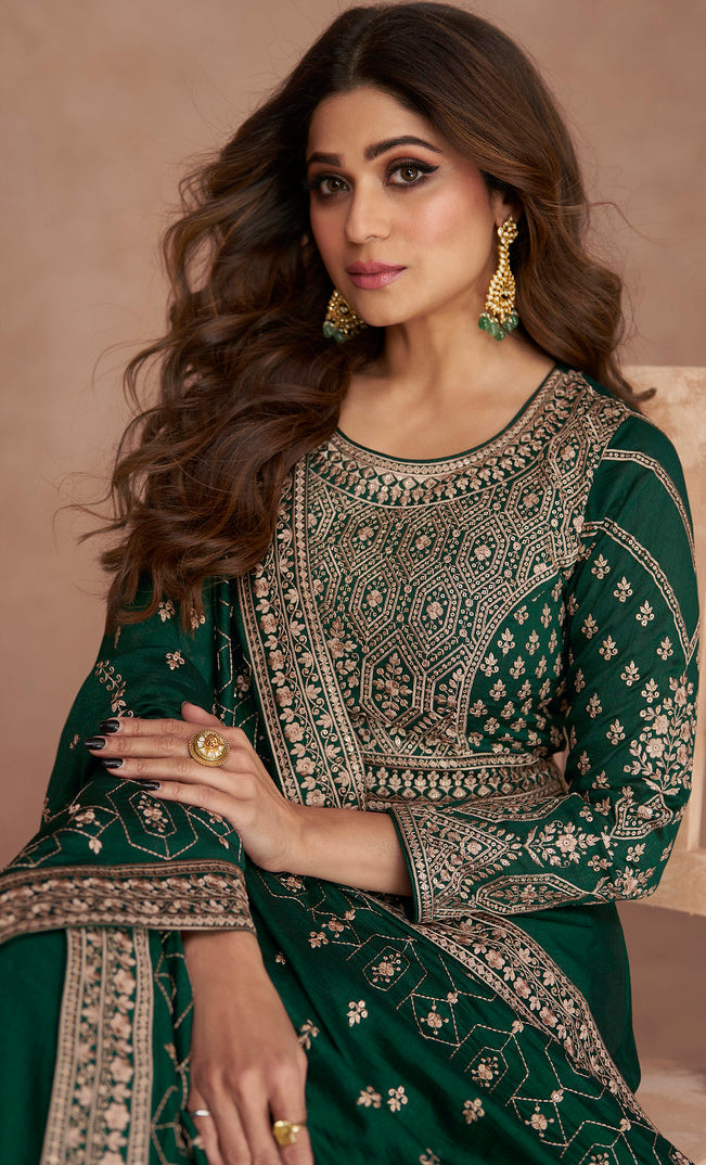 Premium Silk Green Anarkali Suits