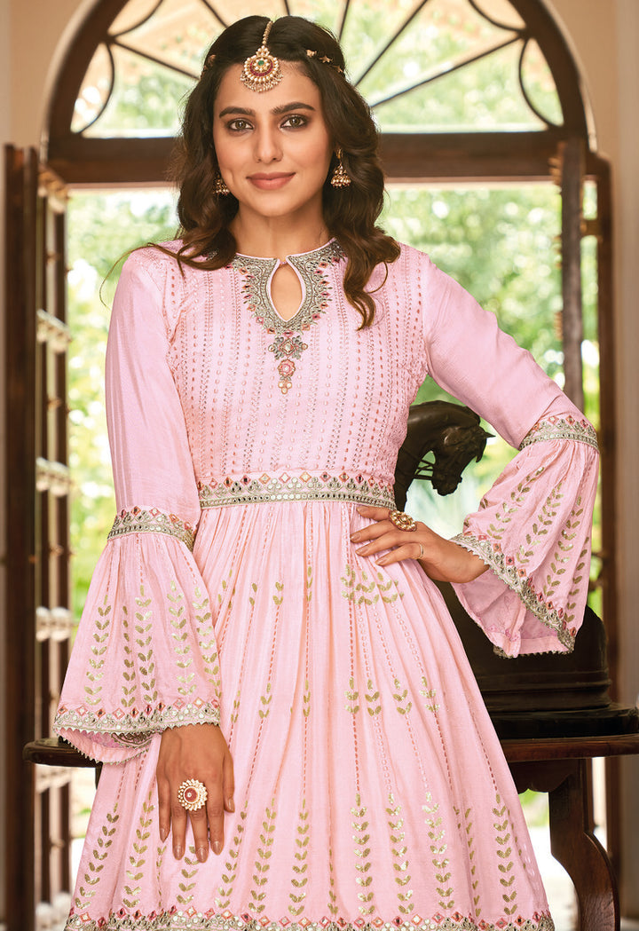 Latest Pink Designer Partywear Sharara Salwar Suit