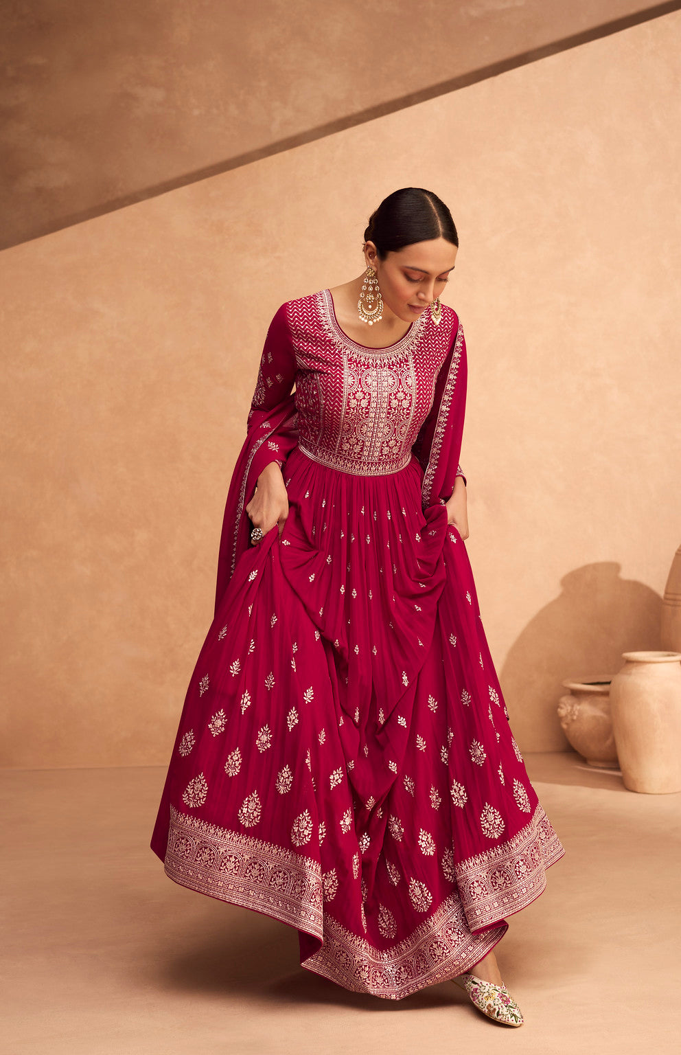 Timeless Elegance: Red Georgette Designer Anarkali Dress