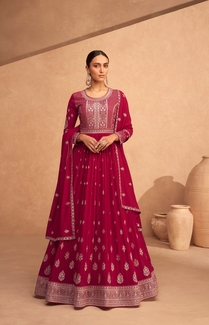 Timeless Elegance: Red Georgette Designer Anarkali Dress