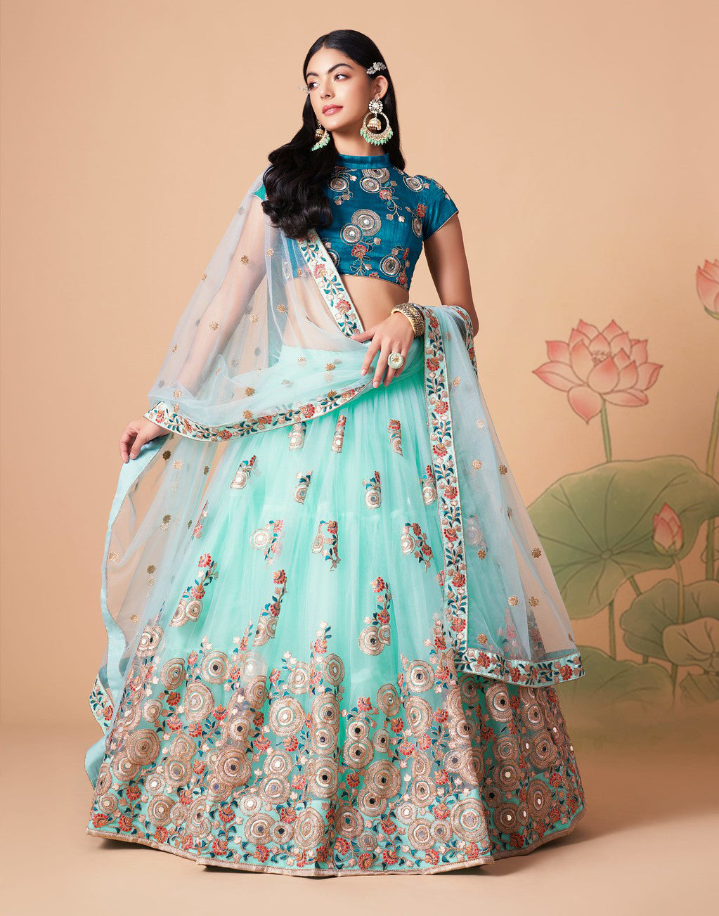 Sky Blue Designer Lehenga Choli