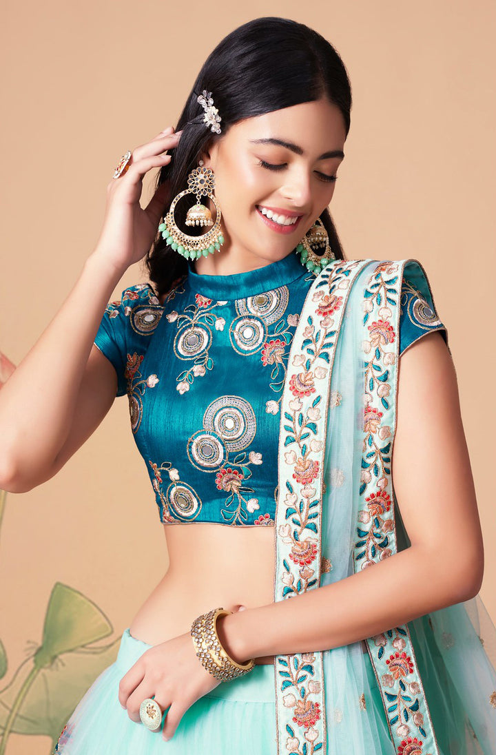 Sky Blue Designer Lehenga Choli