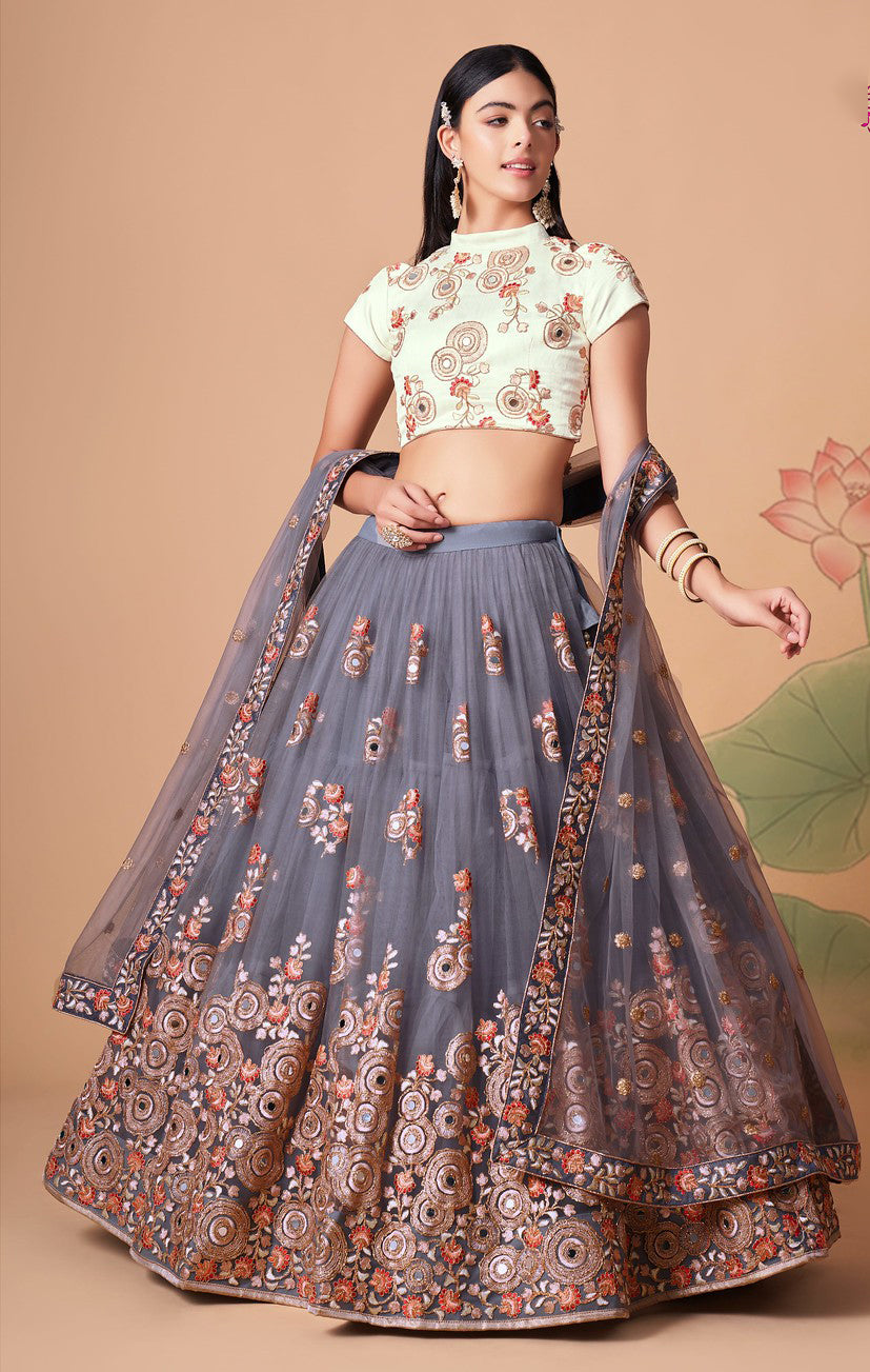 Grey Designer Lehenga Choli