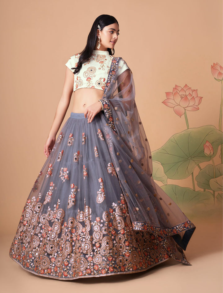 Grey Designer Lehenga Choli