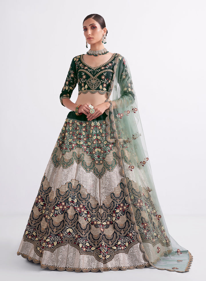 Shaded Green Designer Bridal Lehenga Choli