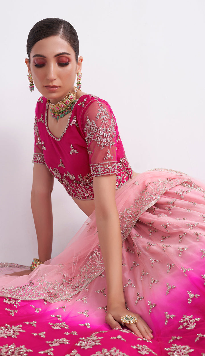 Shaded Pink Designer Bridal Lehenga Choli