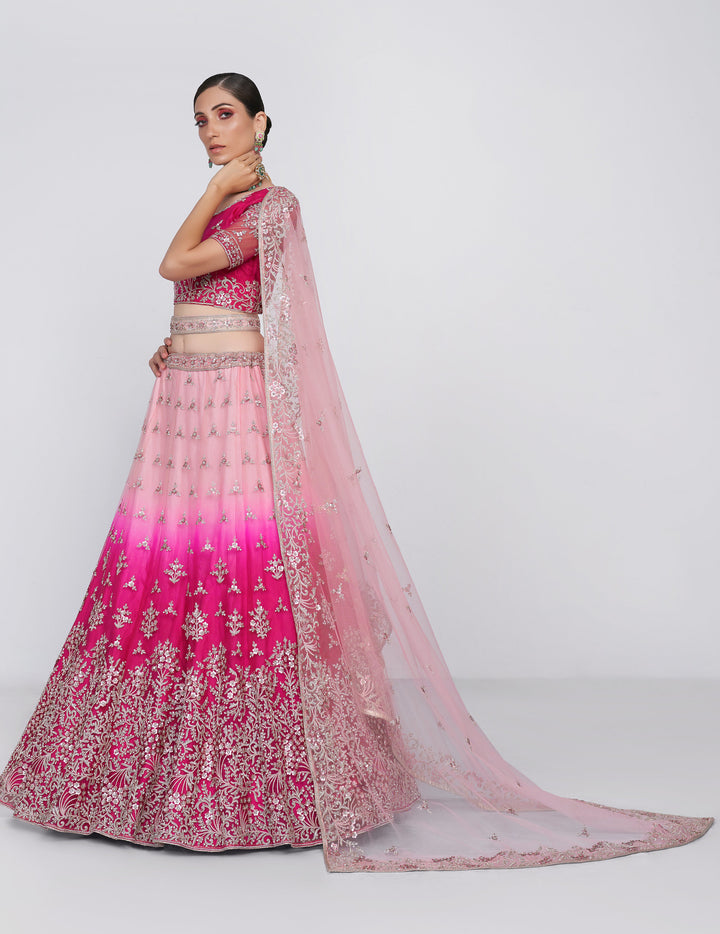 Shaded Pink Designer Bridal Lehenga Choli