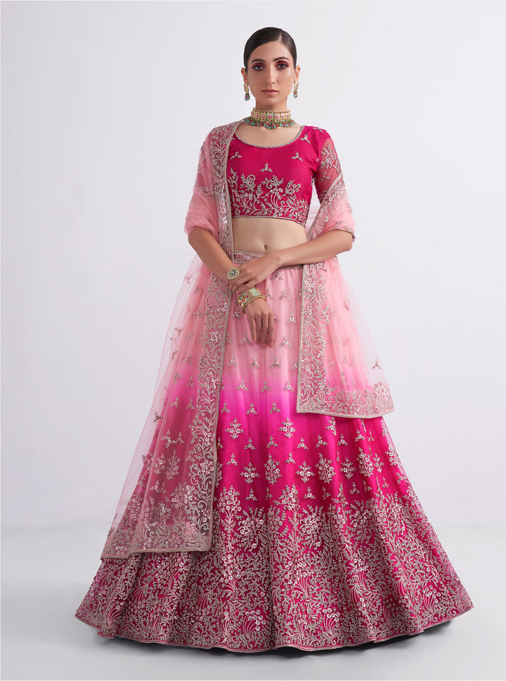 Shaded Pink Designer Bridal Lehenga Choli