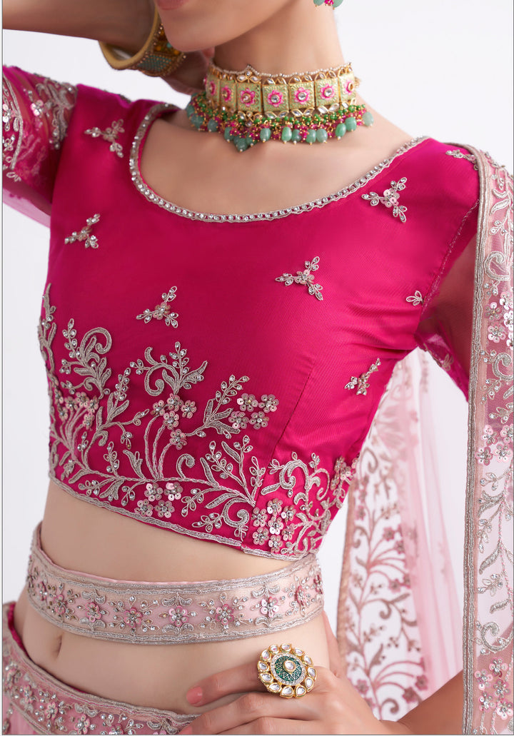 Shaded Pink Designer Bridal Lehenga Choli