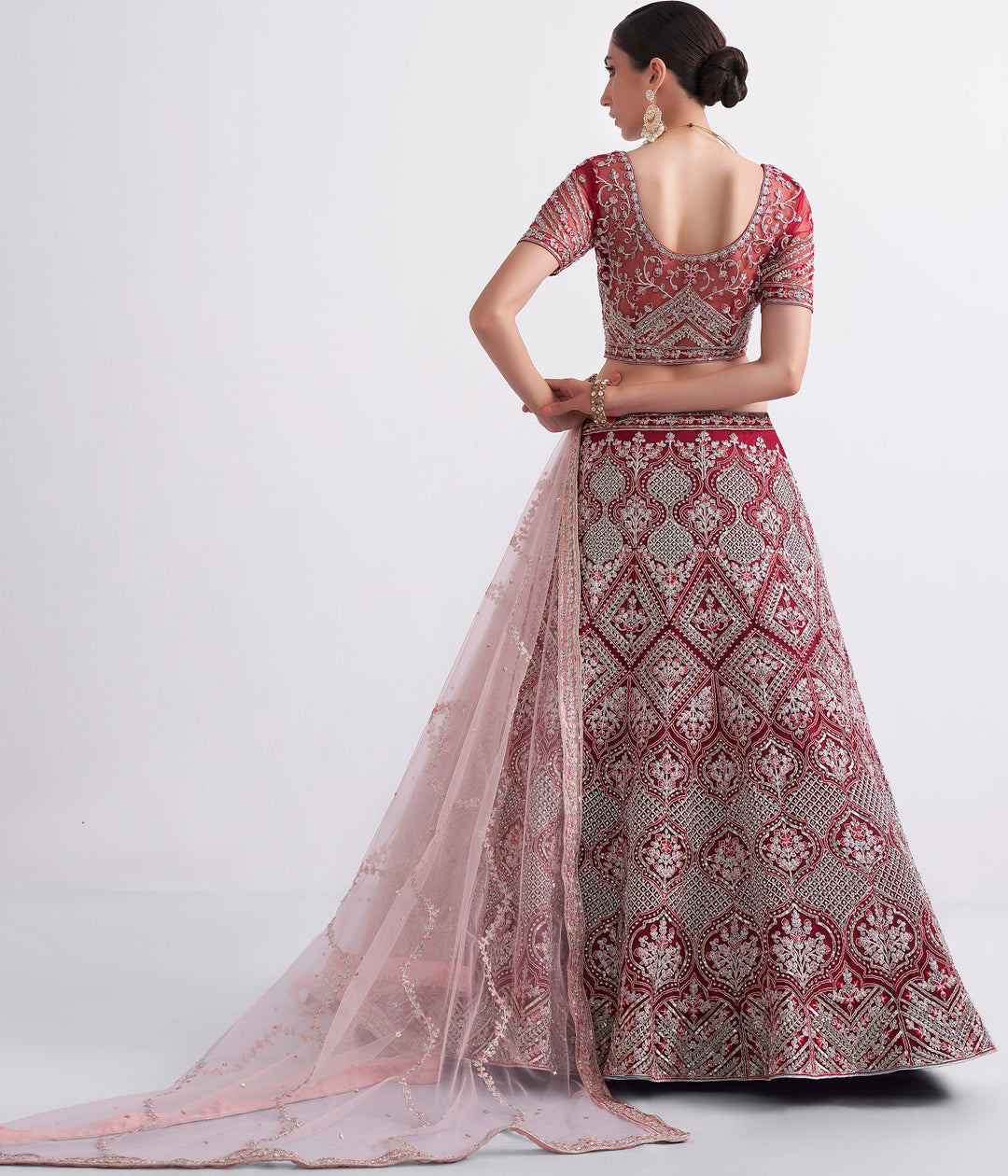 Exquisite Cherry Red Bridal Lehenga Choli