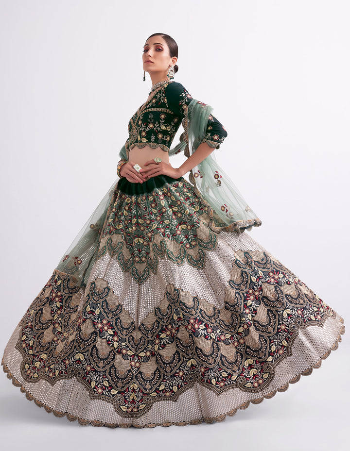 Shaded Green Designer Bridal Lehenga Choli