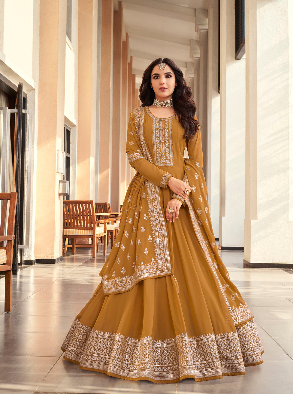 Designer Indian Anarkali in Yellow