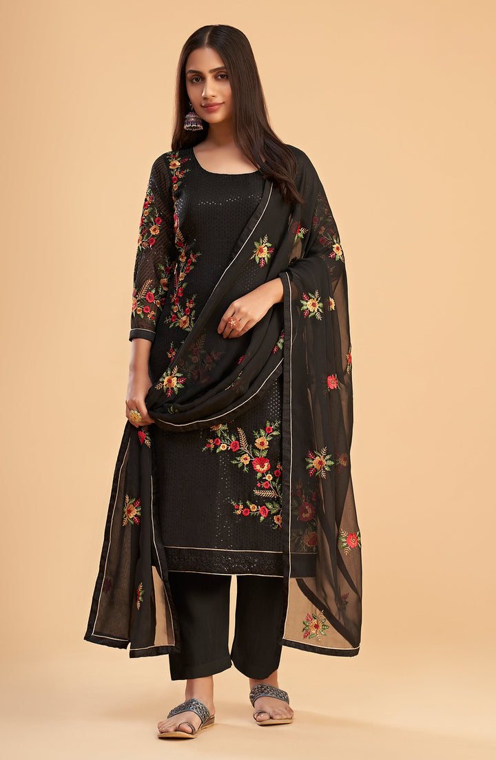 Timeless Black Georgette Designer Salwar Kameez