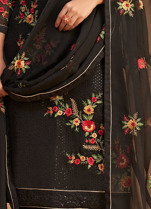 Timeless Black Georgette Designer Salwar Kameez