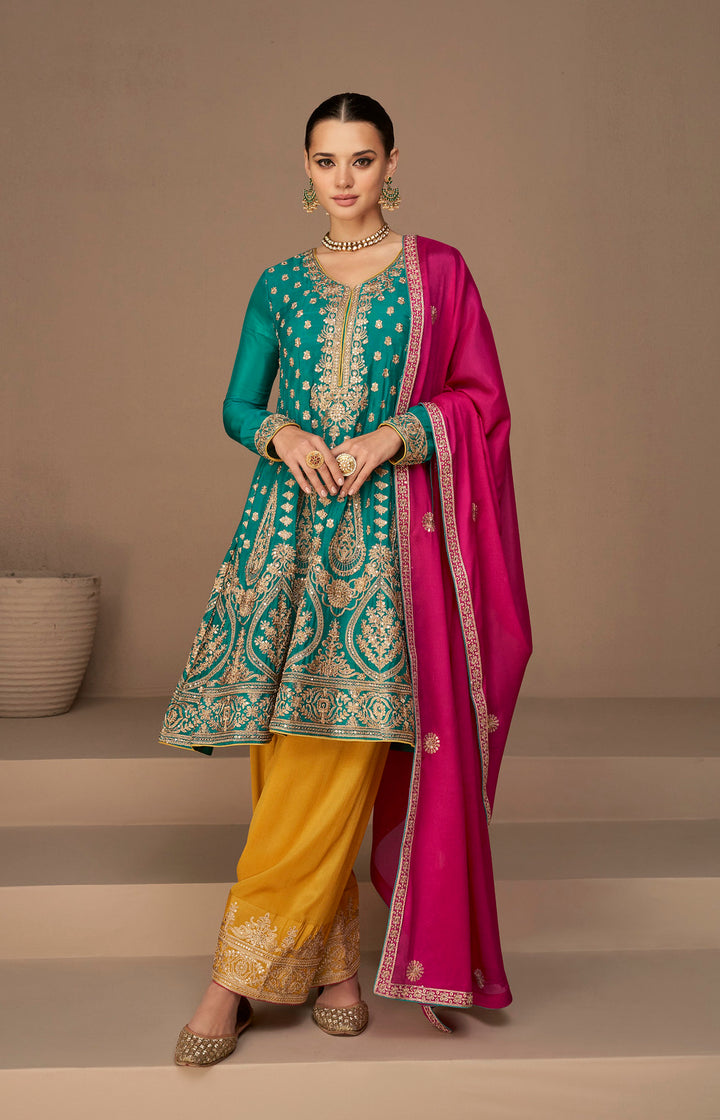 Designer Salwar Kameez in Rama Green