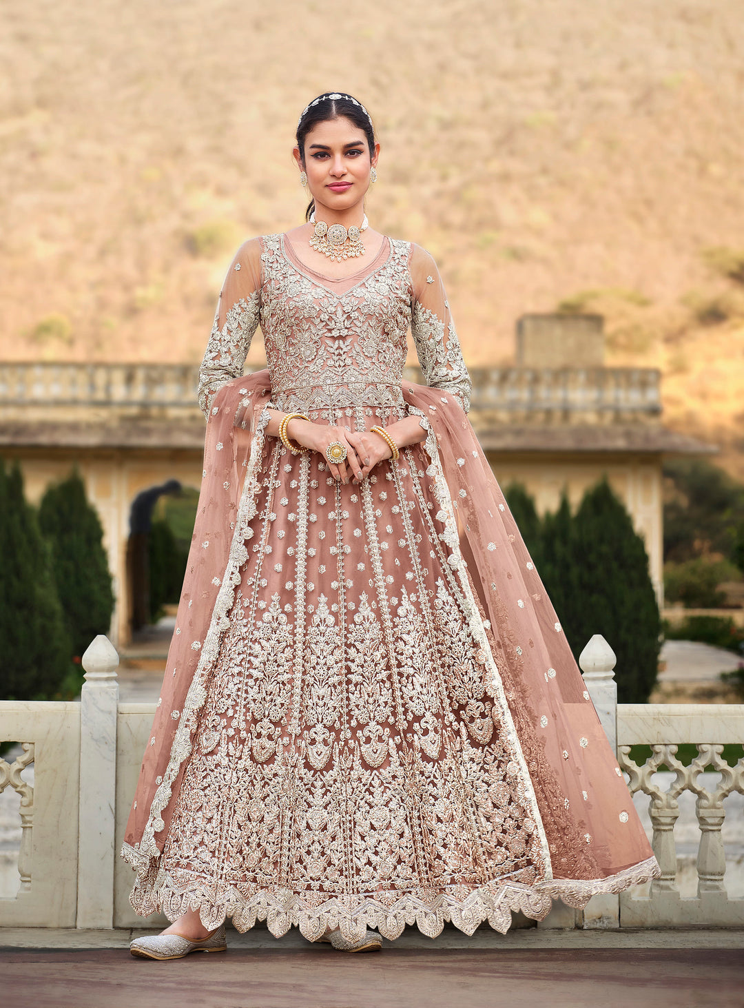 Bridalwear Pink Anarkali Dress Salwar Suit