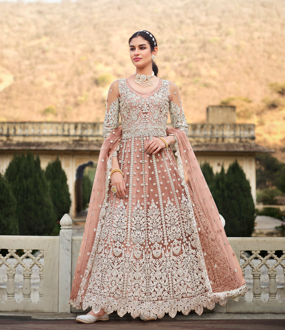 Bridalwear Pink Anarkali Dress Salwar Suit