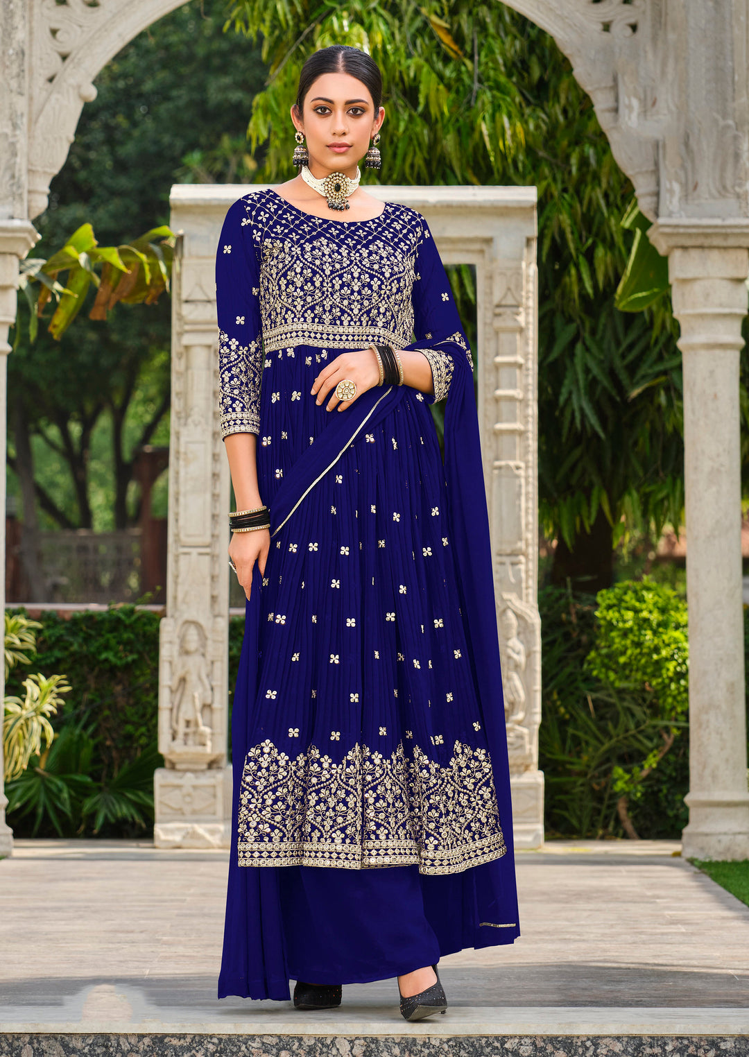 Stunning Blue Bridalwear Stitched Palazzo Dress