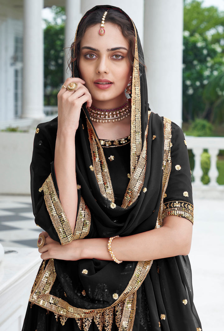 Partywear Designer Black Lehenga Choli