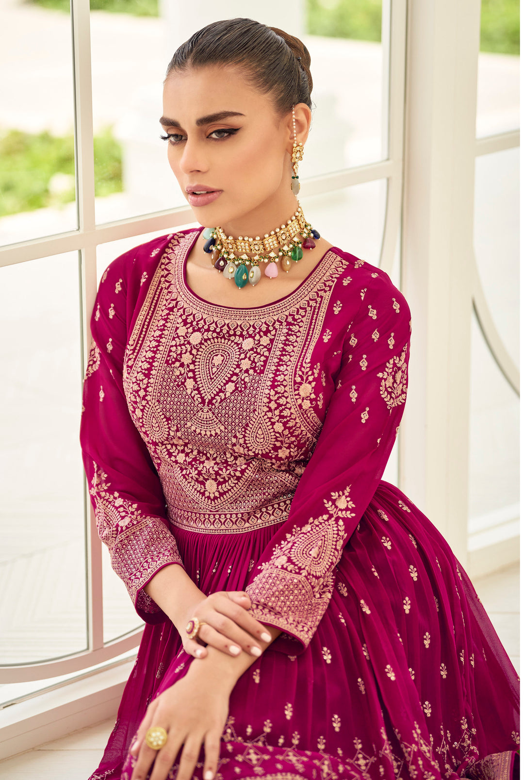 Stylish Pink Designer Stitched Palazzo Salwar Suit