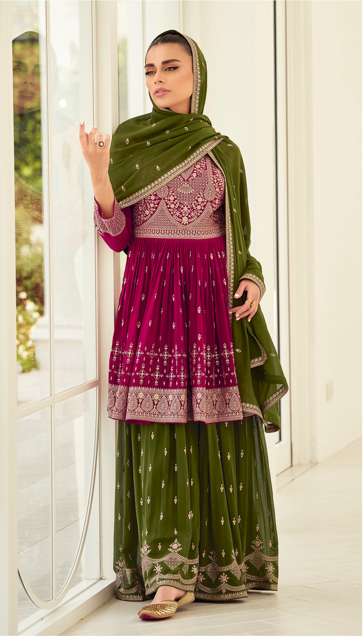 Stylish Pink Designer Stitched Palazzo Salwar Suit