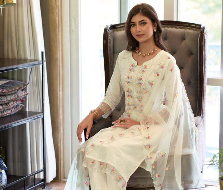 Readymade Elegance in White Designer Indian Salwar Kameez