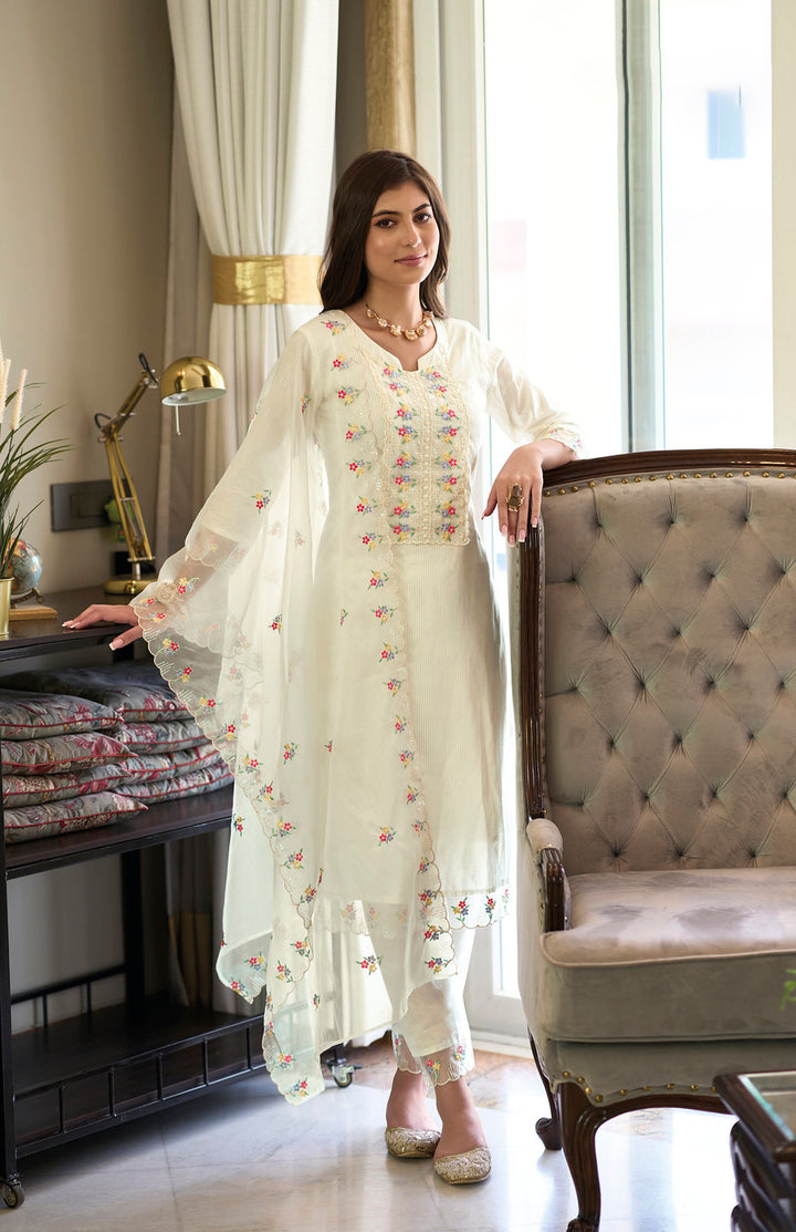 Readymade Elegance in White Designer Indian Salwar Kameez