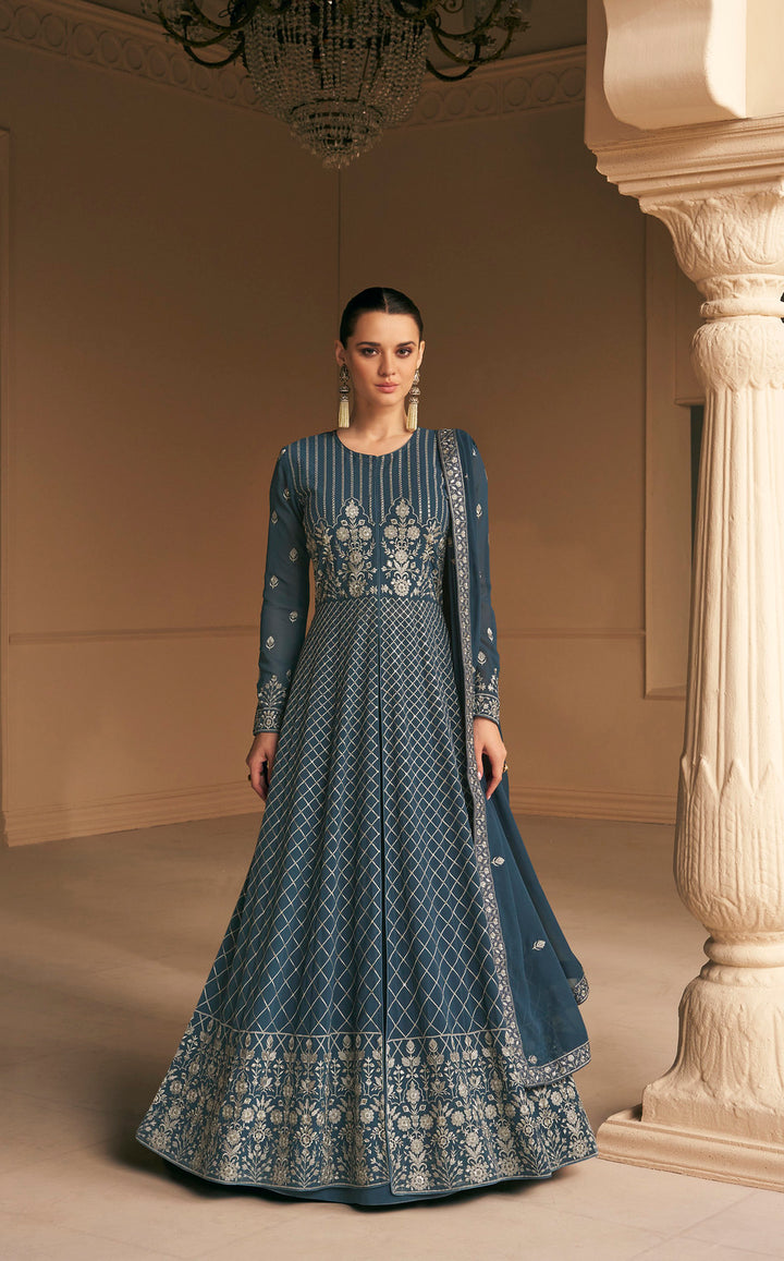 Designer Anarkali in Grey