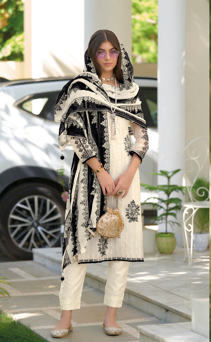 Designer Readymade Salwar Kameez in White