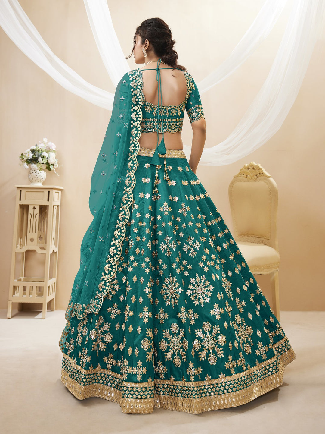 Exquisite Dark Green Silk Lehenga Choli