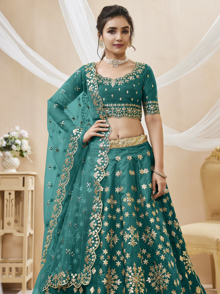 Exquisite Dark Green Silk Lehenga Choli