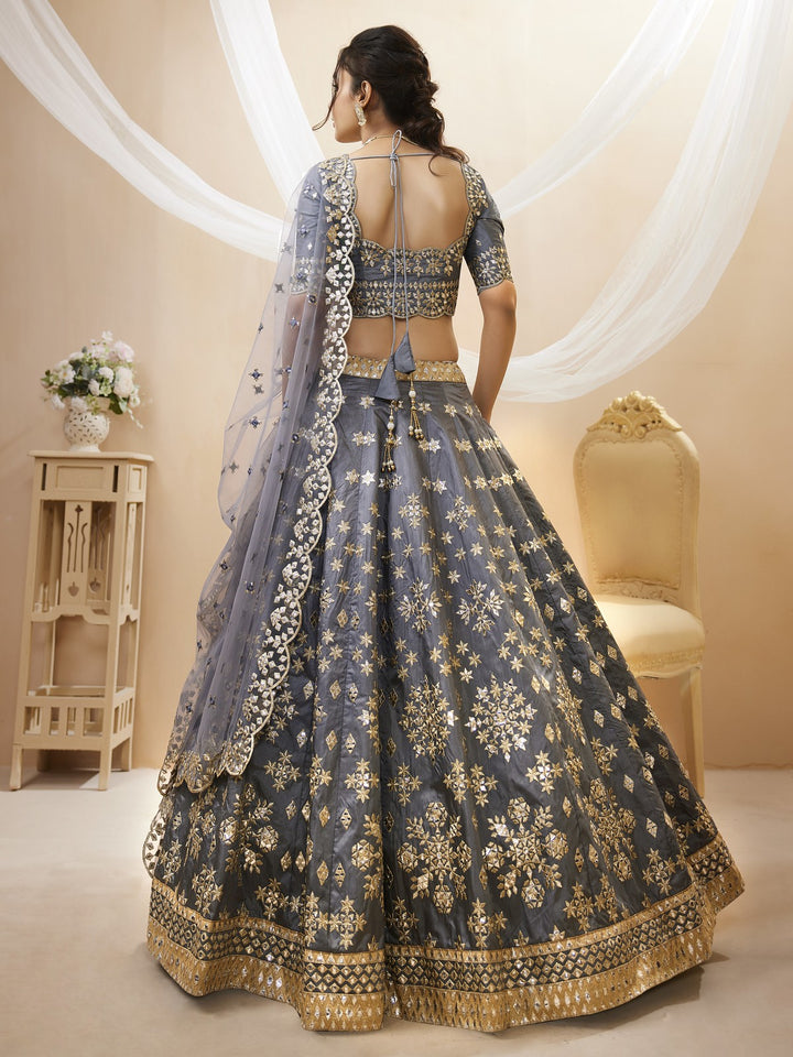 Elegant Grey Silk Lehenga Choli