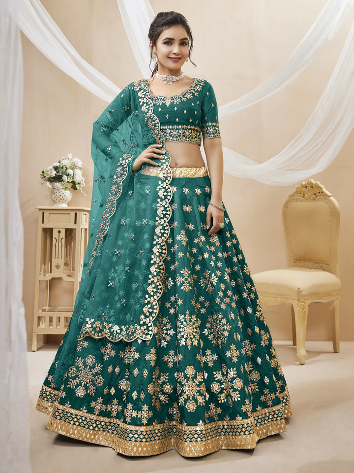 Exquisite Dark Green Silk Lehenga Choli