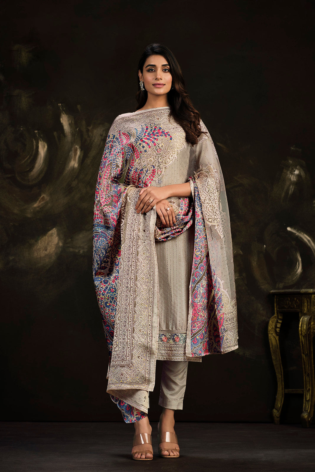 Exquisite Grey Designer Salwar Suit