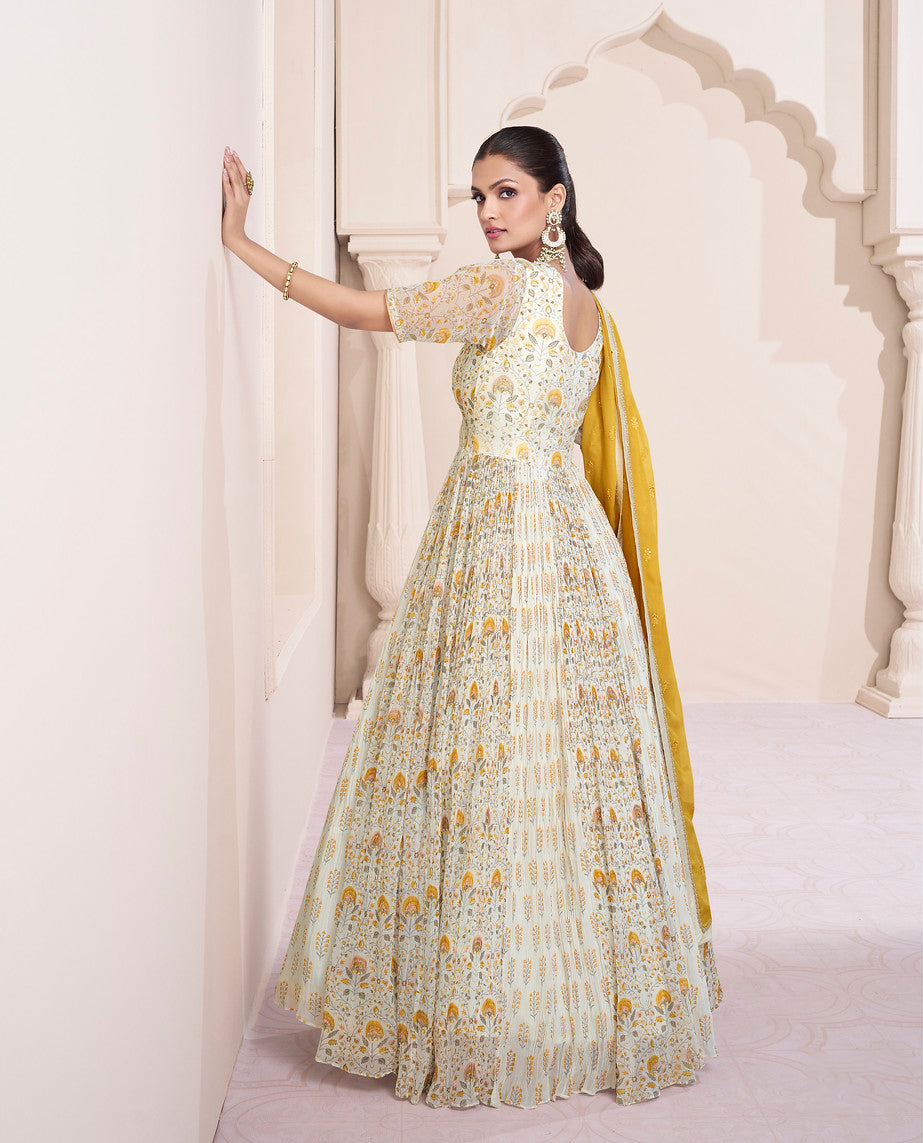 Elegant Indian Designer Anarkali in Dover White