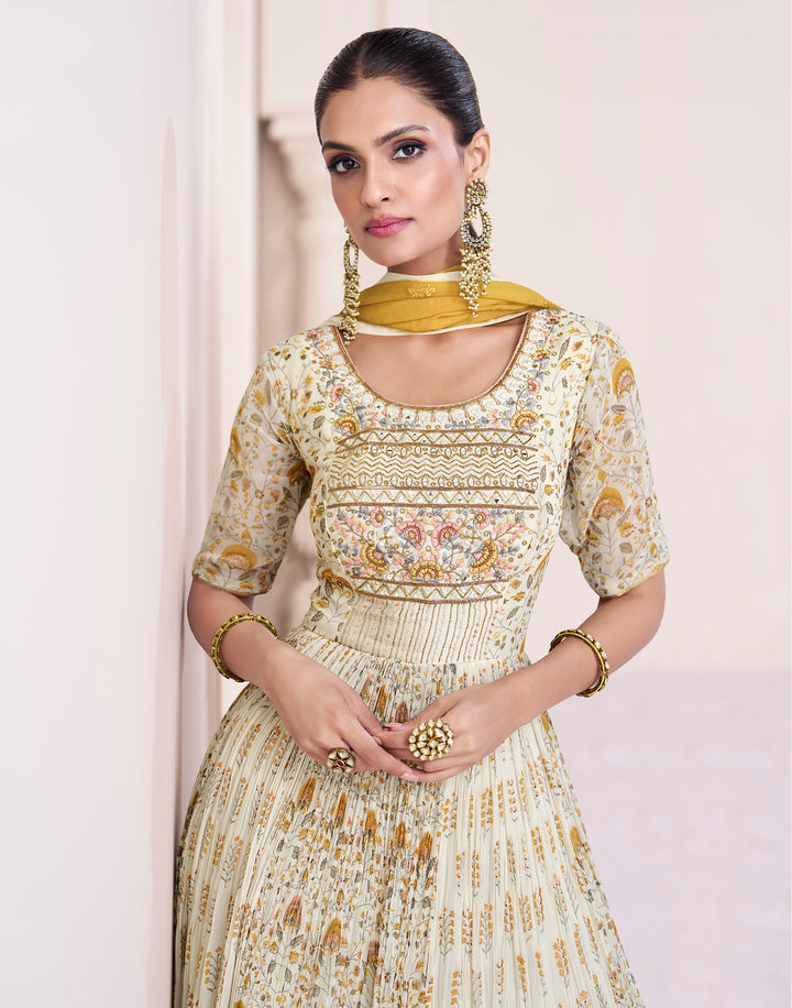 Elegant Indian Designer Anarkali in Dover White