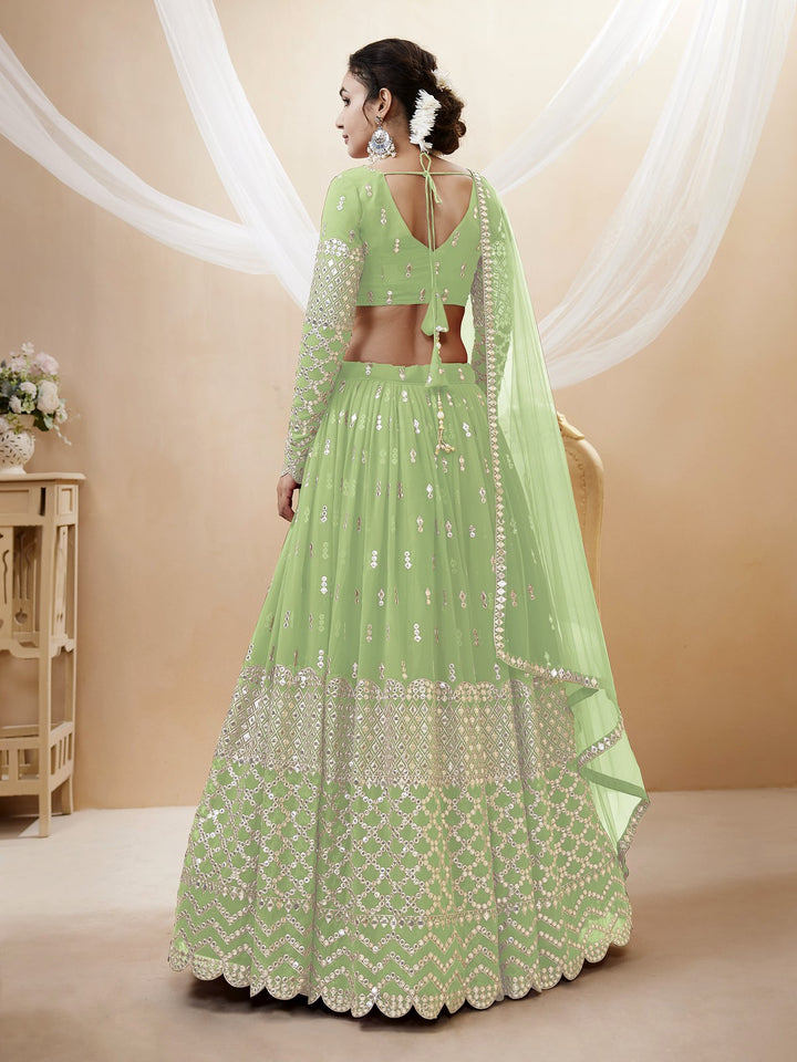 Whispering Elegance Light Green Lehenga Choli