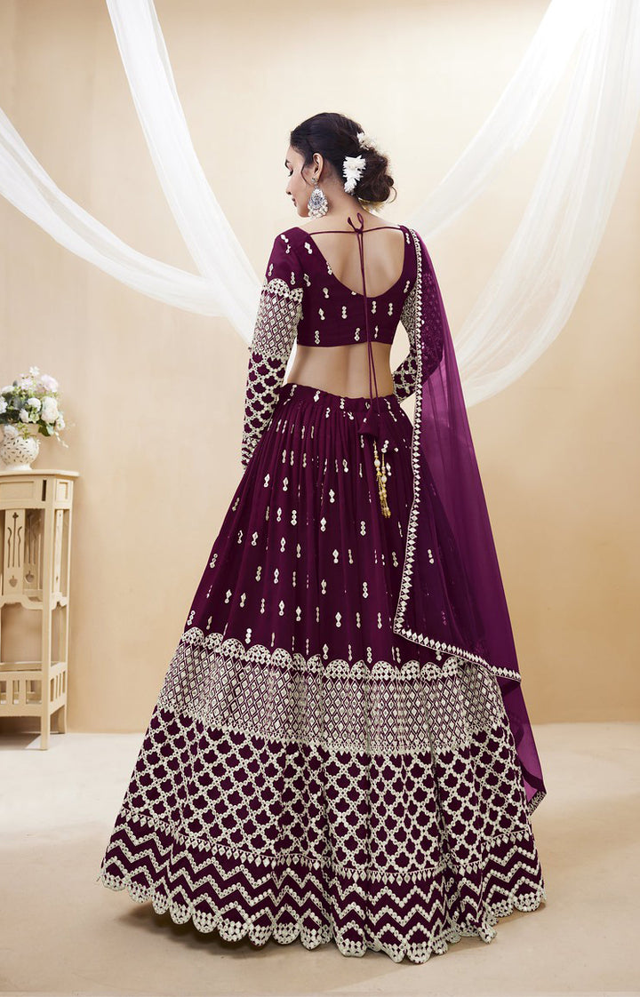 Exquisite Elegance Wine Lehenga Choli