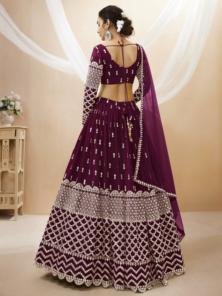 Exquisite Elegance Wine Lehenga Choli